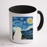 Starry Night Cat Van Gogh Cat Cat Lover Cat Mom Cat Dad Coffee Mug thumb 1