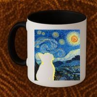 Starry Night Cat Van Gogh Cat Cat Lover Cat Mom Cat Dad Coffee Mug thumb 2