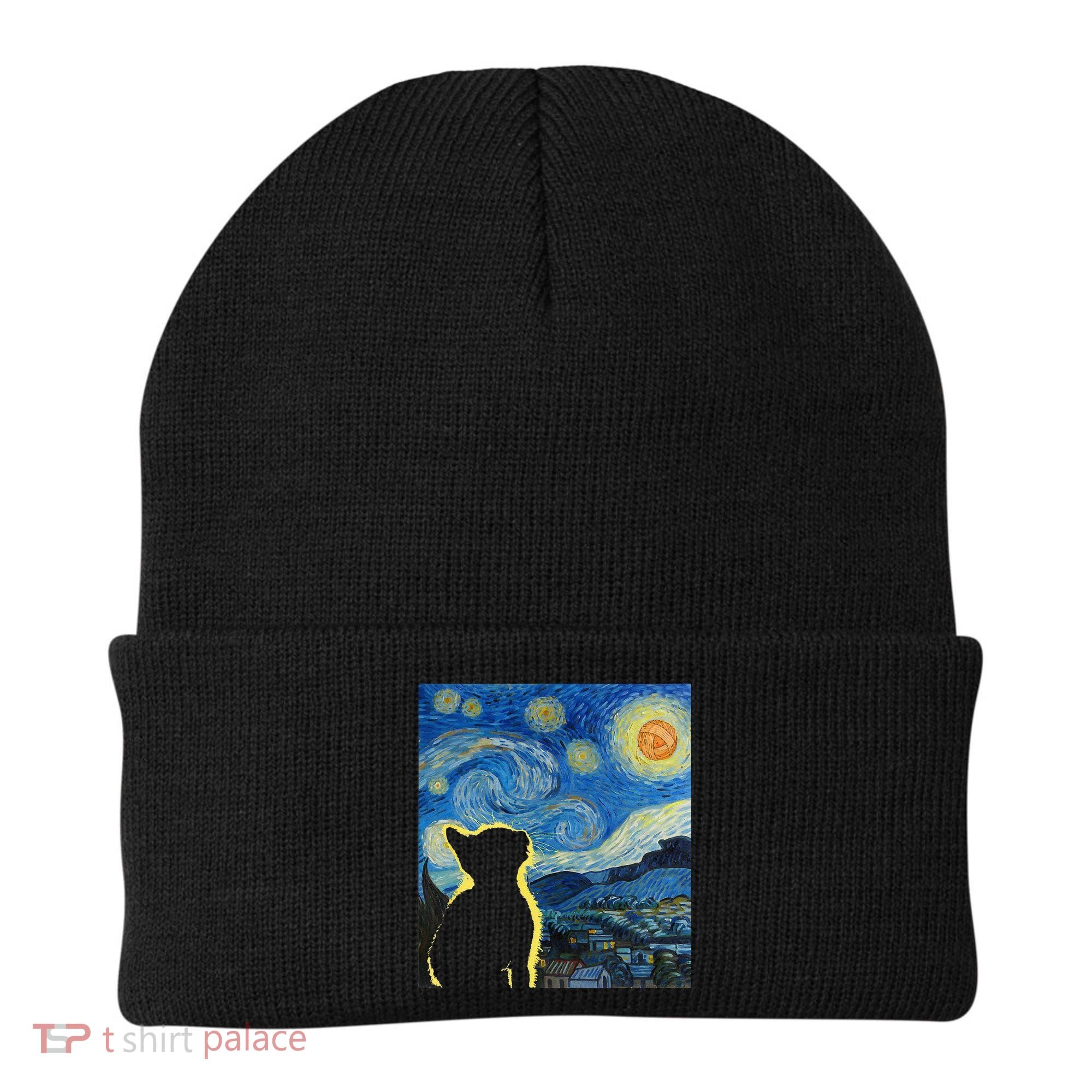Starry Night Cat Van Gogh Cat Cat Lover Cat Mom Cat Dad Beanie