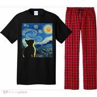 Starry Night Cat Van Gogh Cat Cat Lover Cat Mom Cat Dad Pajama Set thumb 0