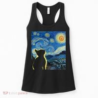 Starry Night Cat Van Gogh Cat Cat Lover Cat Mom Cat Dad Women's Tank Top thumb 0