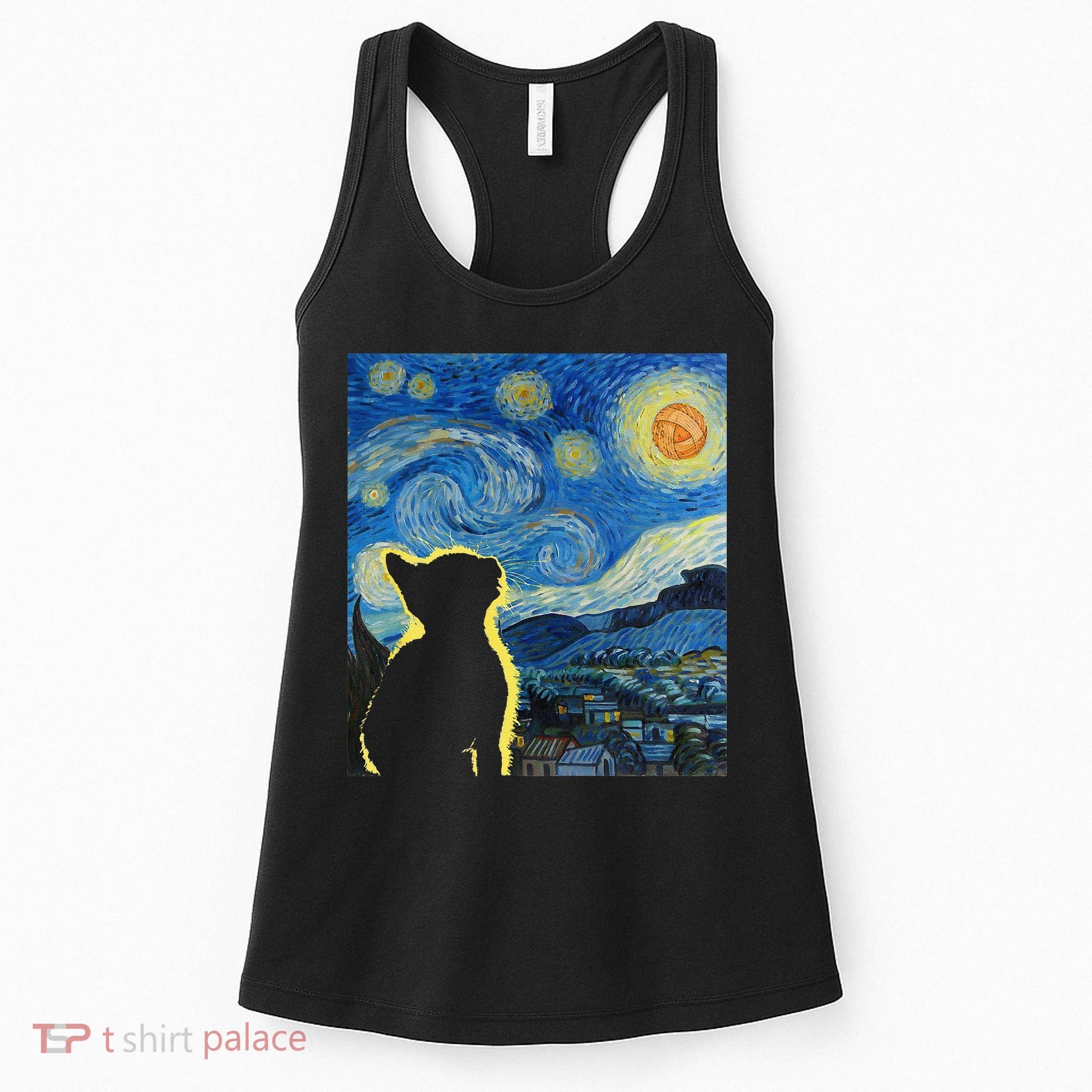 Starry Night Cat Van Gogh Cat Cat Lover Cat Mom Cat Dad Women's Tank Top