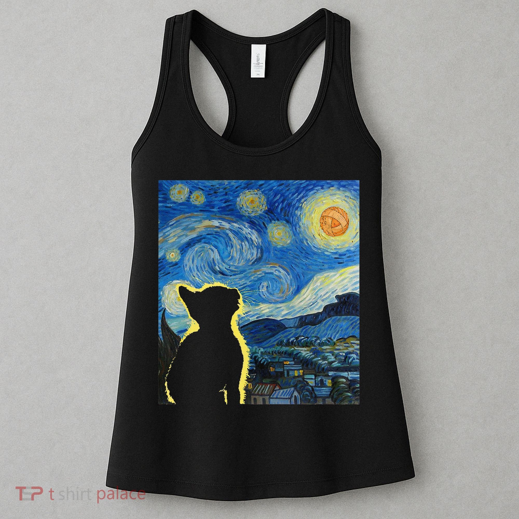 Starry Night Cat Van Gogh Cat Cat Lover Cat Mom Cat Dad Women's Tank Top
