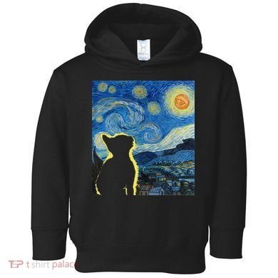 Starry Night Cat Van Gogh Cat Cat Lover Cat Mom Cat Dad Toddler Hoodie