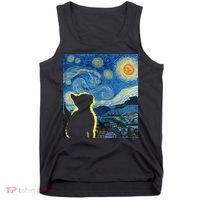 Starry Night Cat Van Gogh Cat Cat Lover Cat Mom Cat Dad Tank Top thumb 0
