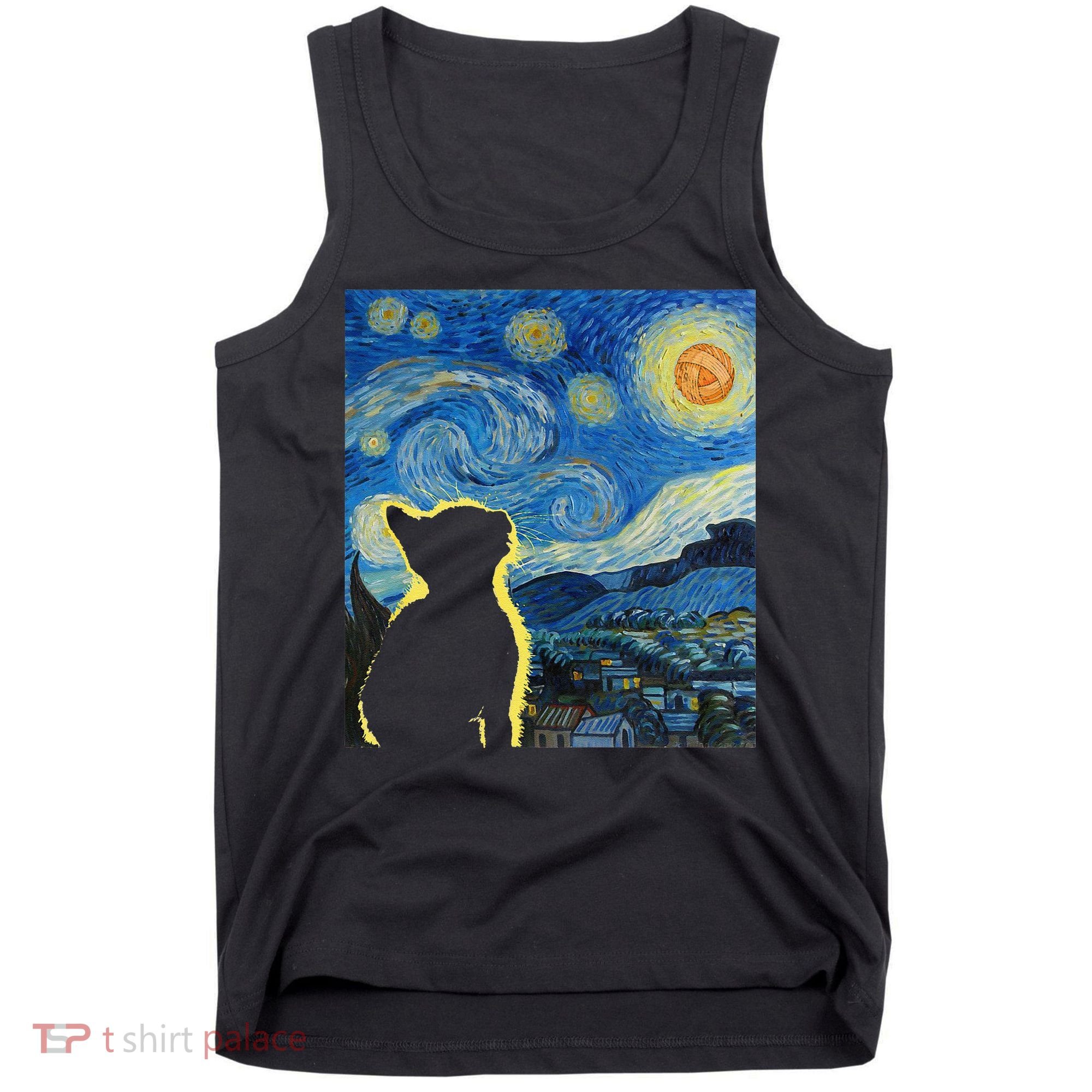 Starry Night Cat Van Gogh Cat Cat Lover Cat Mom Cat Dad Tank Top