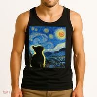 Starry Night Cat Van Gogh Cat Cat Lover Cat Mom Cat Dad Tank Top thumb 3