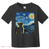 Starry Night Cat Van Gogh Cat Cat Lover Cat Mom Cat Dad Toddler T-Shirt thumb 0