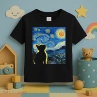 Starry Night Cat Van Gogh Cat Cat Lover Cat Mom Cat Dad Toddler T-Shirt thumb 3