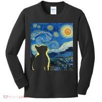 Starry Night Cat Van Gogh Cat Cat Lover Cat Mom Cat Dad Kids Long Sleeve Shirt thumb 0