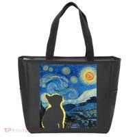 Starry Night Cat Van Gogh Cat Cat Lover Cat Mom Cat Dad Tote Bag thumb 0