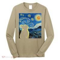 Starry Night Cat Van Gogh Cat Cat Lover Cat Mom Cat Dad Long Sleeve Shirt thumb 0
