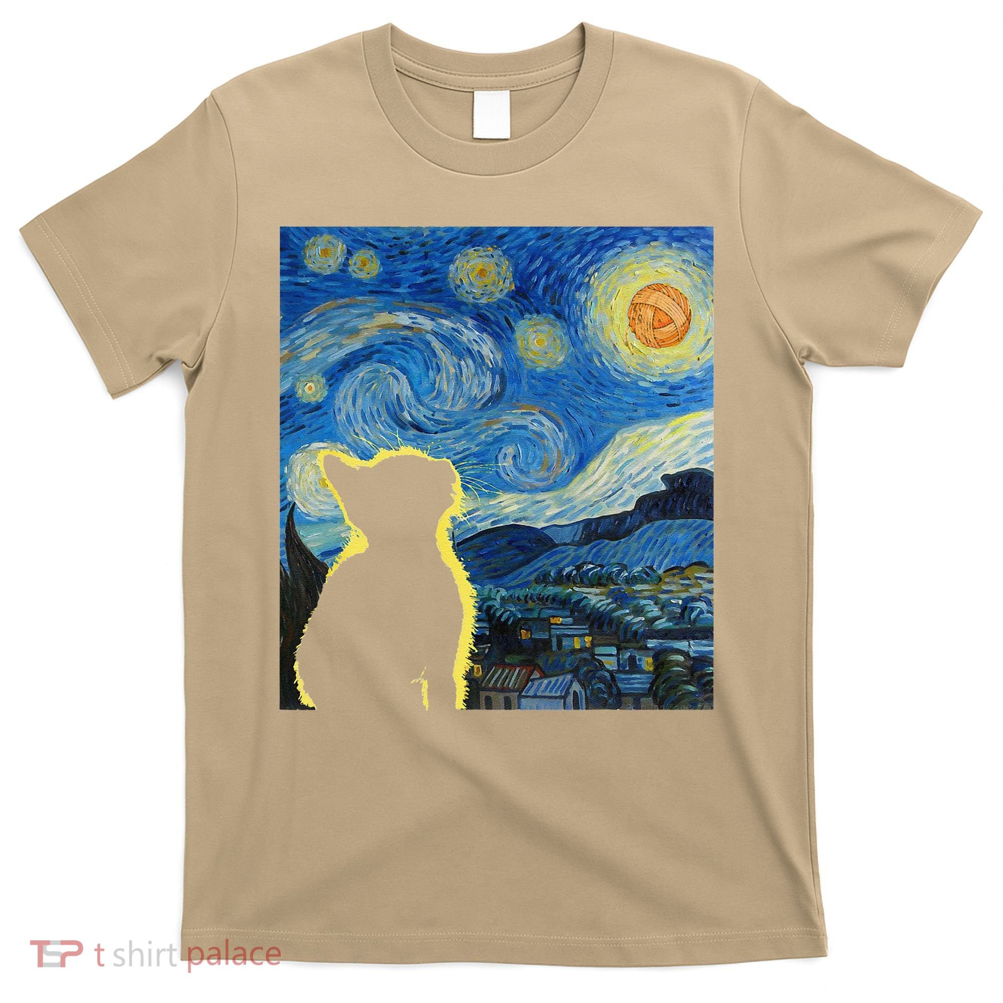 Starry Night Cat Van Gogh Cat Cat Lover Cat Mom Cat Dad T-Shirt