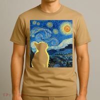 Starry Night Cat Van Gogh Cat Cat Lover Cat Mom Cat Dad T-Shirt thumb 3