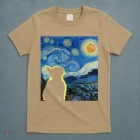 Starry Night Cat Van Gogh Cat Cat Lover Cat Mom Cat Dad T-Shirt thumb 5