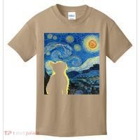 Starry Night Cat Van Gogh Cat Cat Lover Cat Mom Cat Dad Kids T-Shirt thumb 0