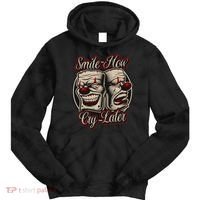 Smile Now Cry Later Drama Masks Tie Dye Hoodie thumb 0
