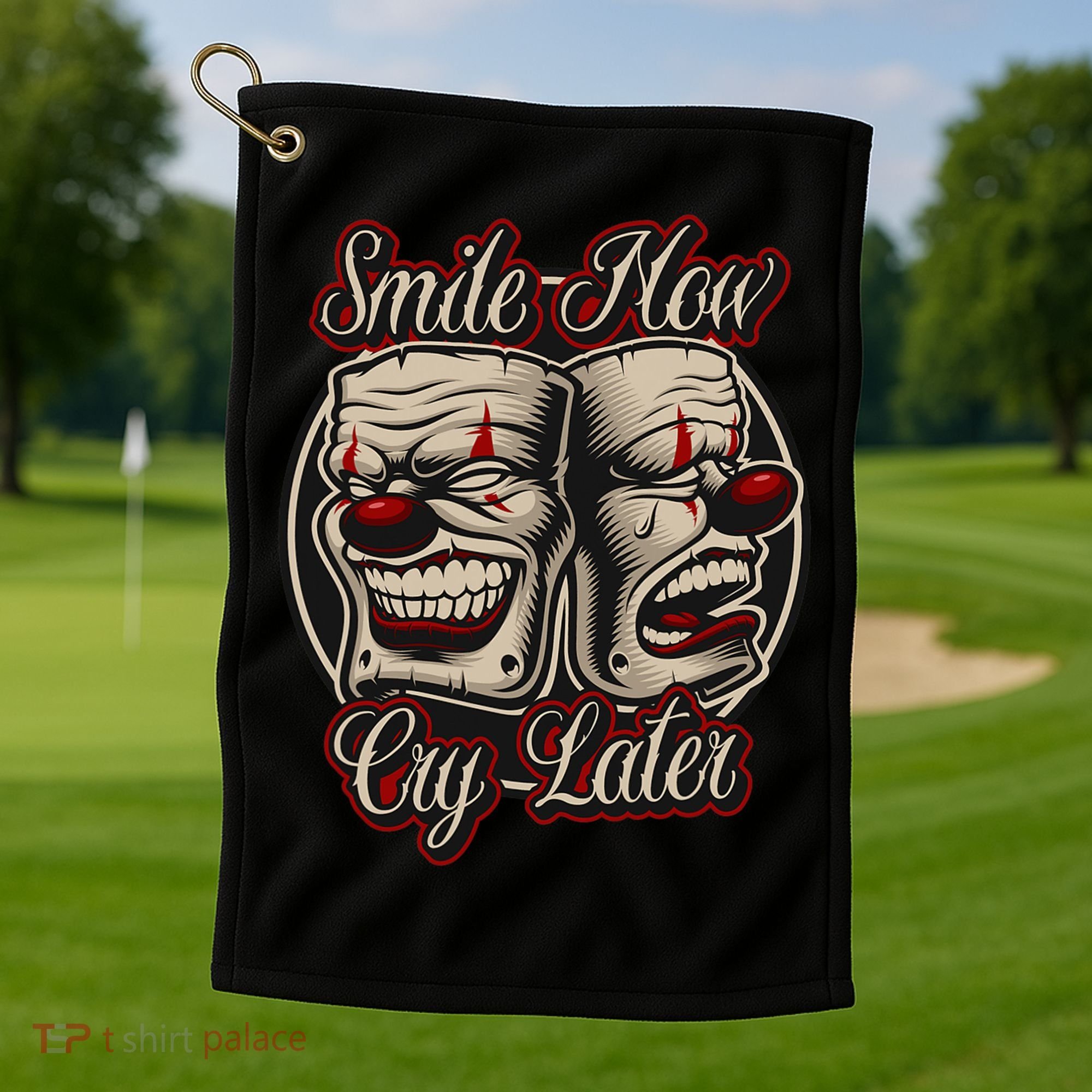 Smile Now Cry Later Drama Masks Golf Towel