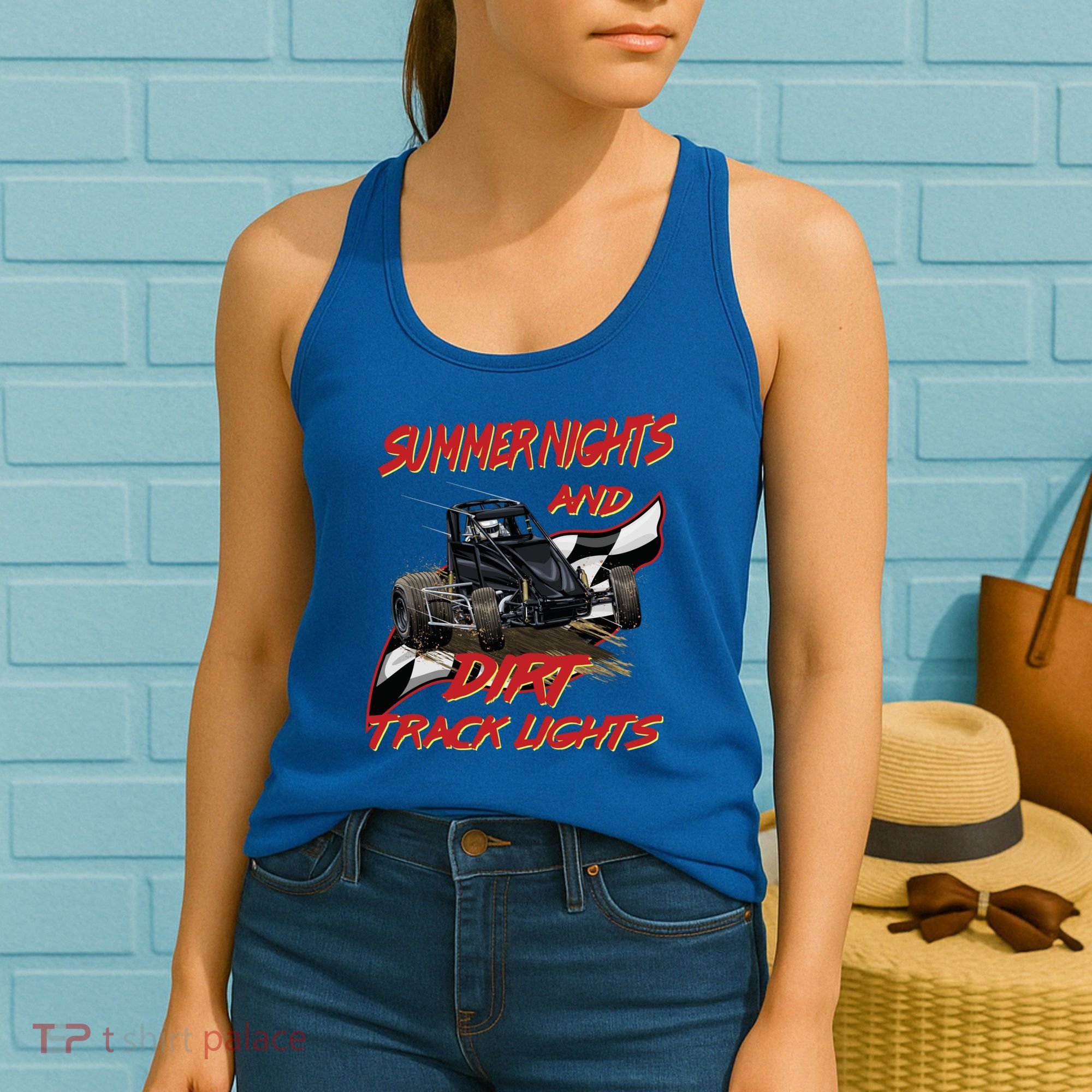 Summer Nights Dirt Track Lights | Dirt Track Racing | Motocross Gift Women's Tank Top