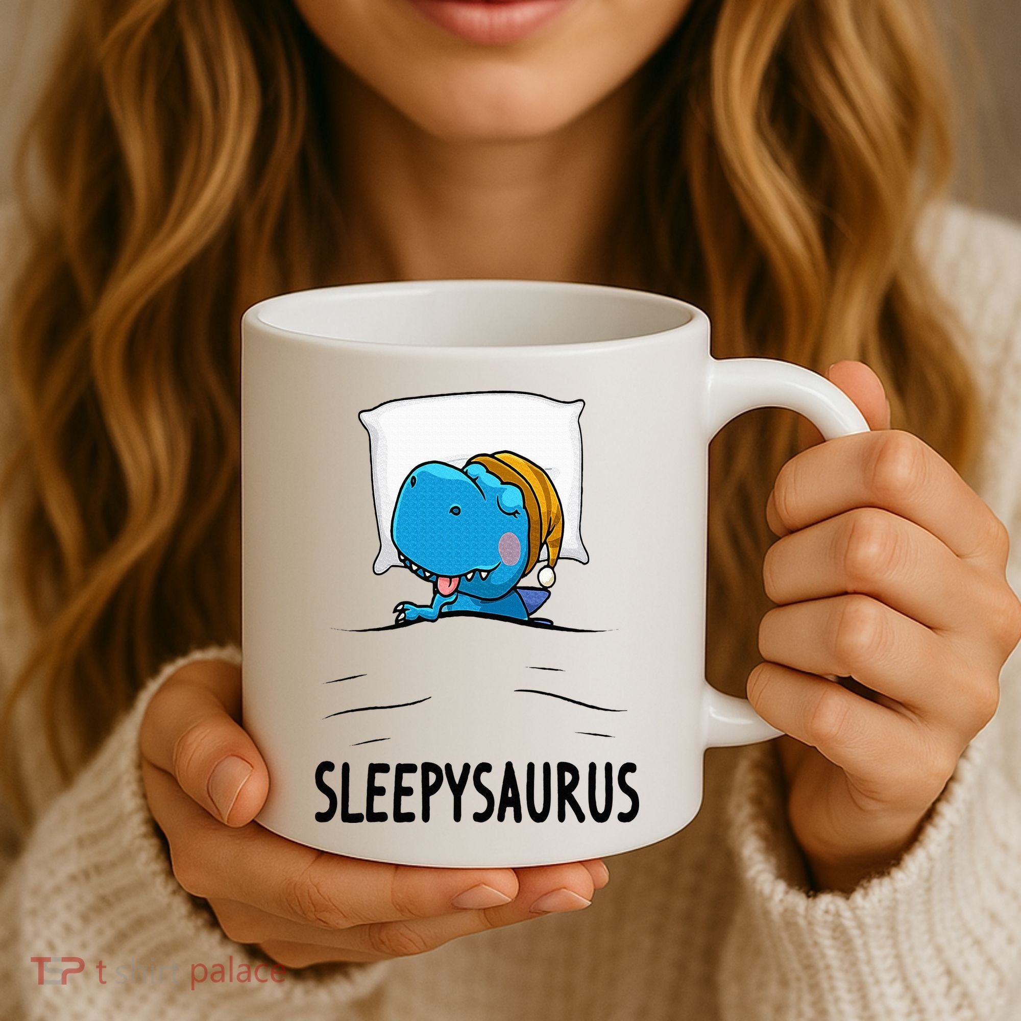 Sleepysaurus nightshirt Dinosaur Dino TRex nightgown Sleep Coffee Mug