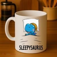 Sleepysaurus nightshirt Dinosaur Dino TRex nightgown Sleep Coffee Mug thumb 4