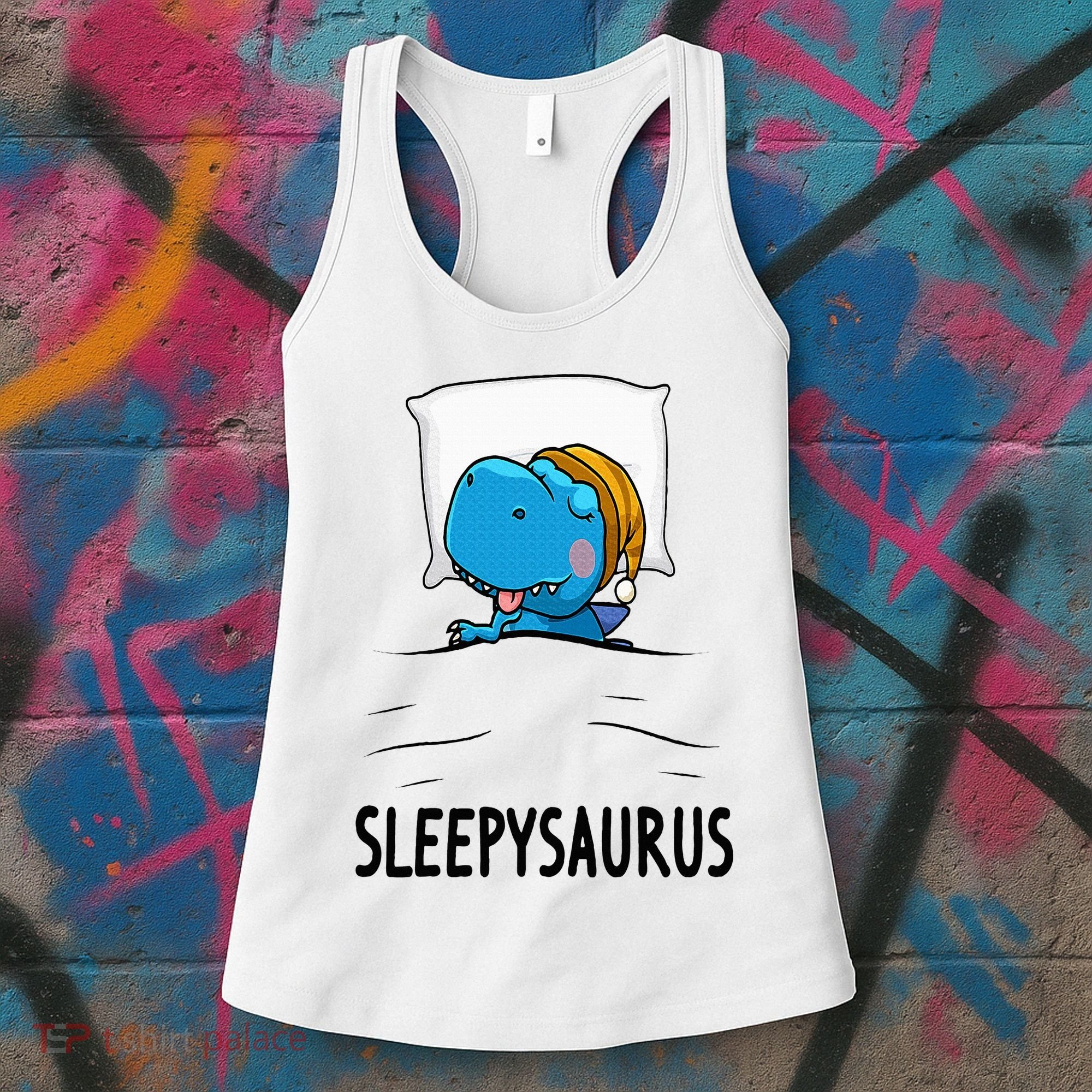 Sleepysaurus nightshirt Dinosaur Dino TRex nightgown Sleep Women's Tank Top