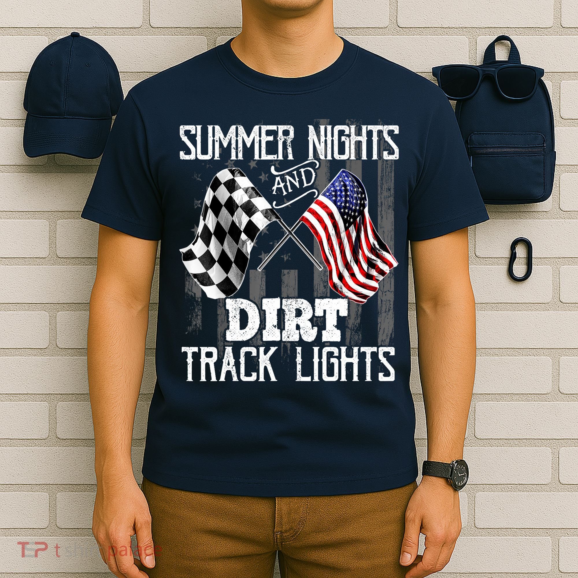 Summer Nights Dirt Track Lights Racing Motocross Gift T-Shirt