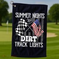 Summer Nights Dirt Track Lights Racing Motocross Gift Golf Towel thumb 1