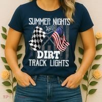 Summer Nights Dirt Track Lights Racing Motocross Gift Women's T-Shirt thumb 2