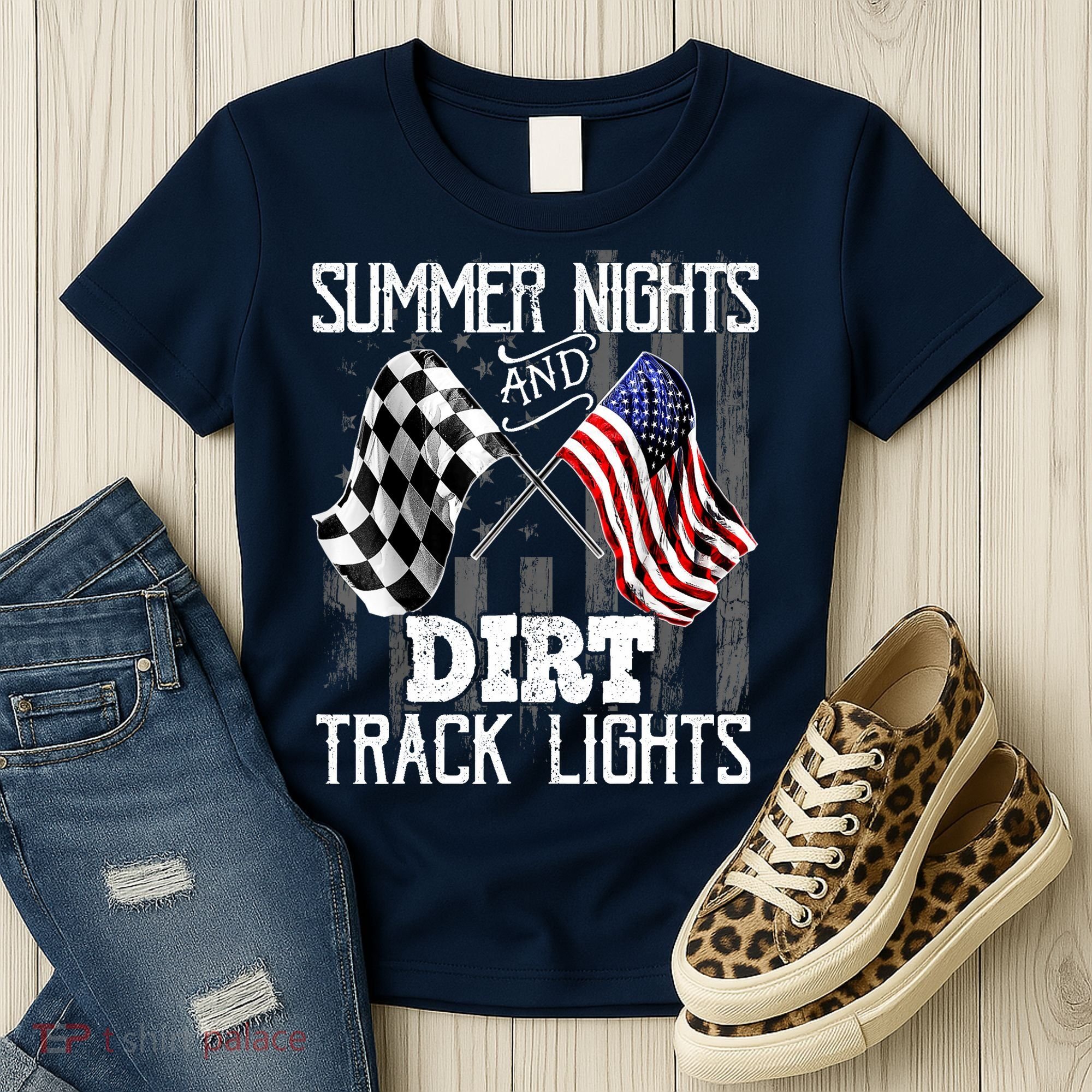 Summer Nights Dirt Track Lights Racing Motocross Gift Women's T-Shirt