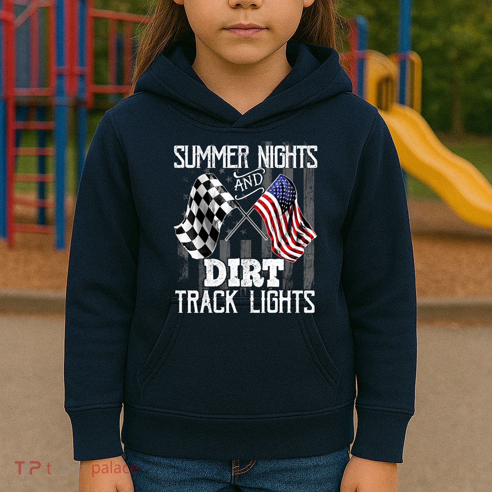 Summer Nights Dirt Track Lights Racing Motocross Gift Kids Hoodie