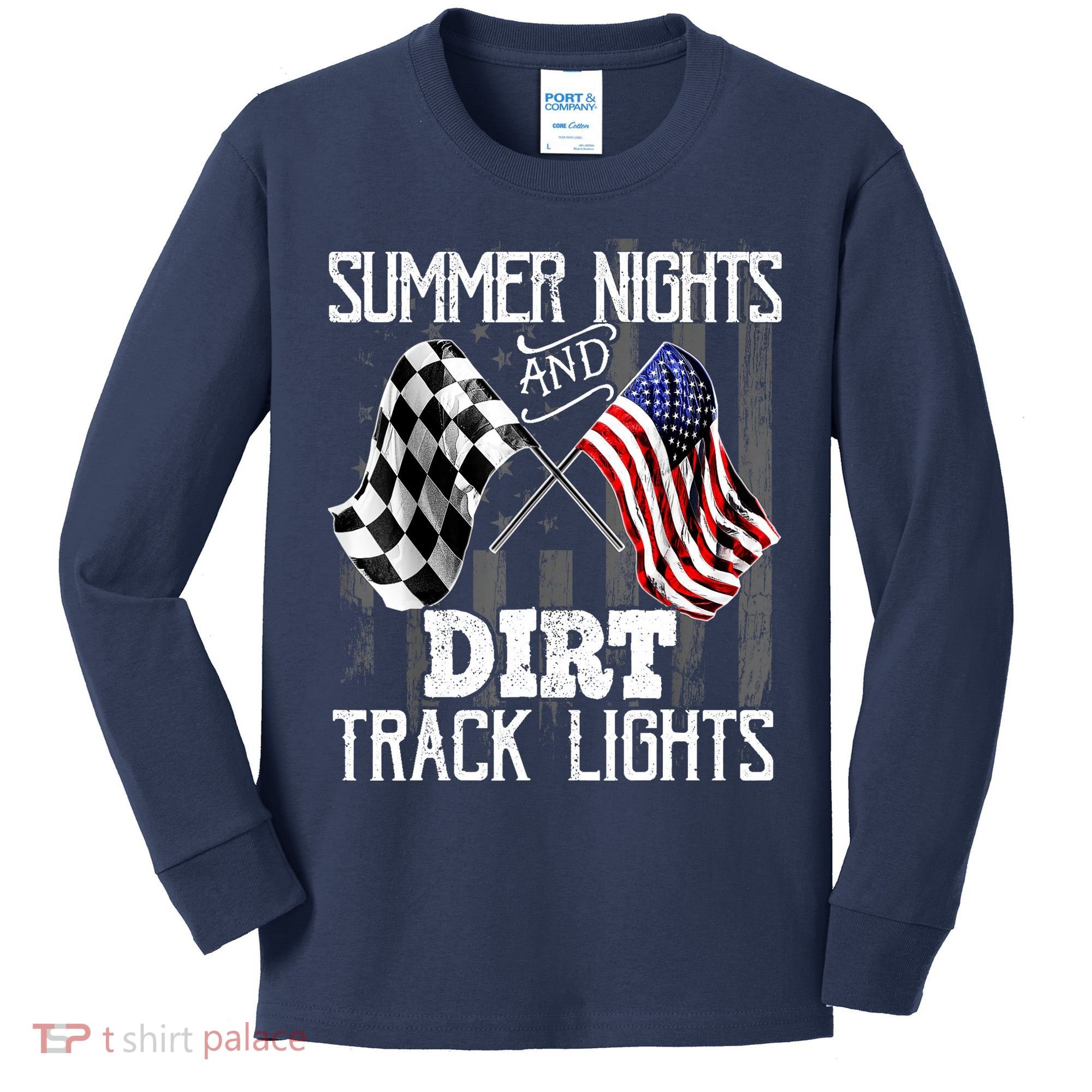 Summer Nights Dirt Track Lights Racing Motocross Gift Kids Long Sleeve Shirt
