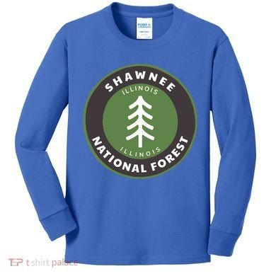 Shawnee National Forest Illinois Il Tree Badge Gift Kids Long Sleeve Shirt