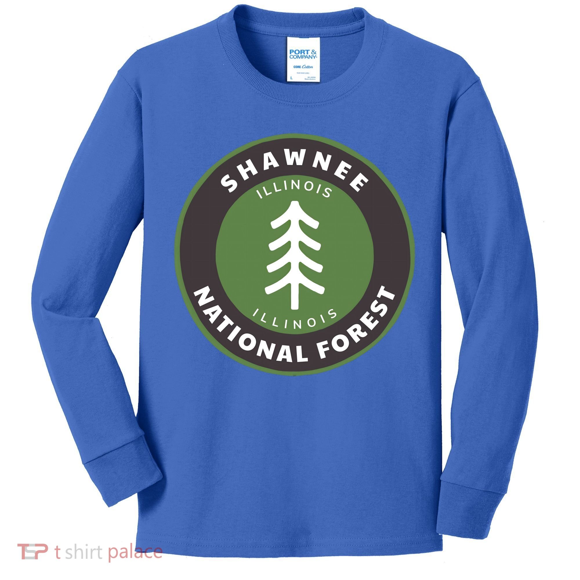Shawnee National Forest Illinois Il Tree Badge Gift Kids Long Sleeve Shirt