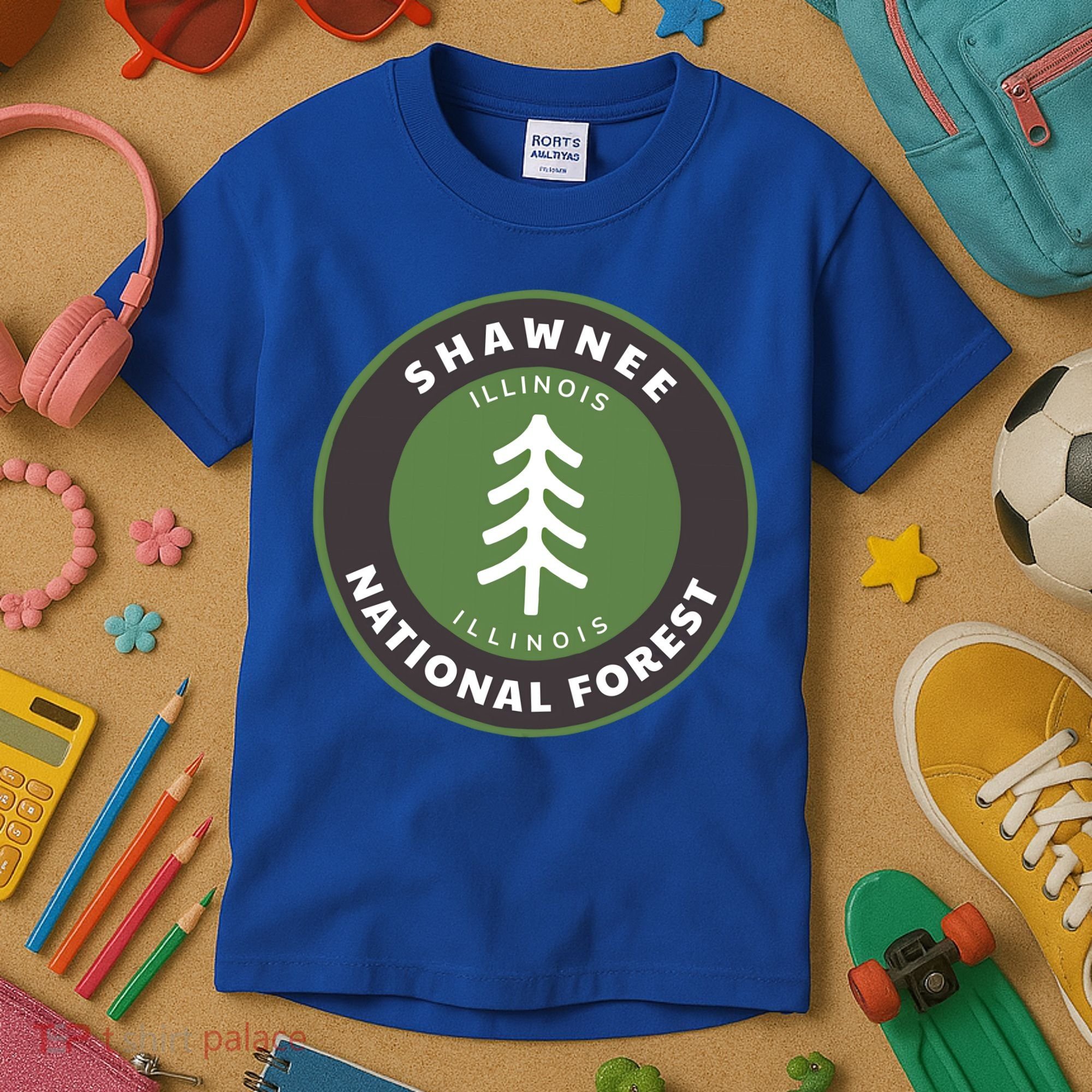 Shawnee National Forest Illinois Il Tree Badge Gift Kids T-Shirt