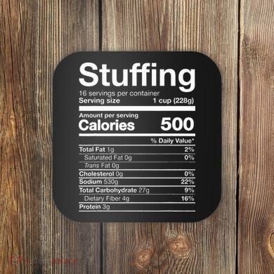 Stuffing Nutrition Funny Thanksgiving Costume Dark Coaster