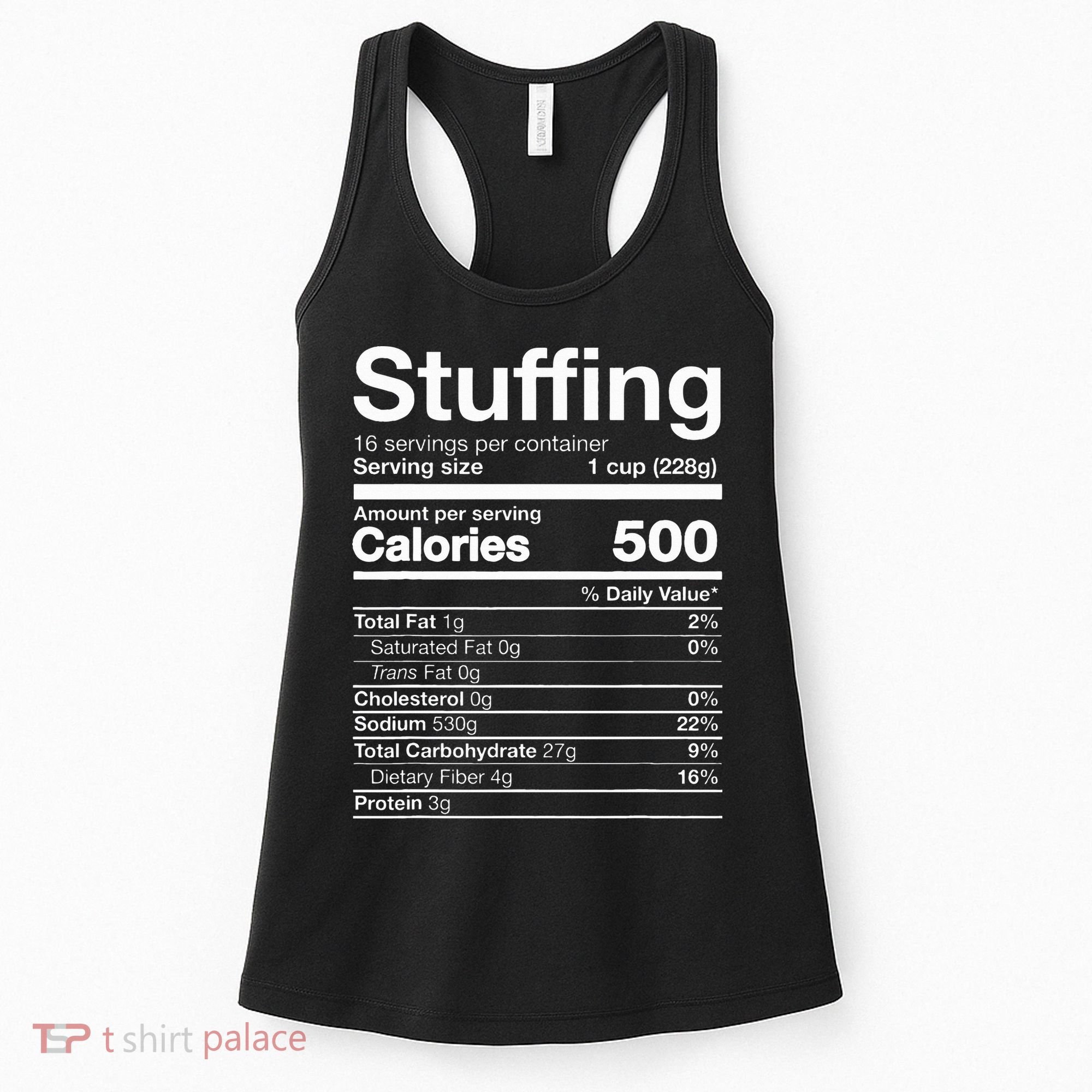 Stuffing Nutrition Funny Thanksgiving Costume Dark Women's Tank Top
