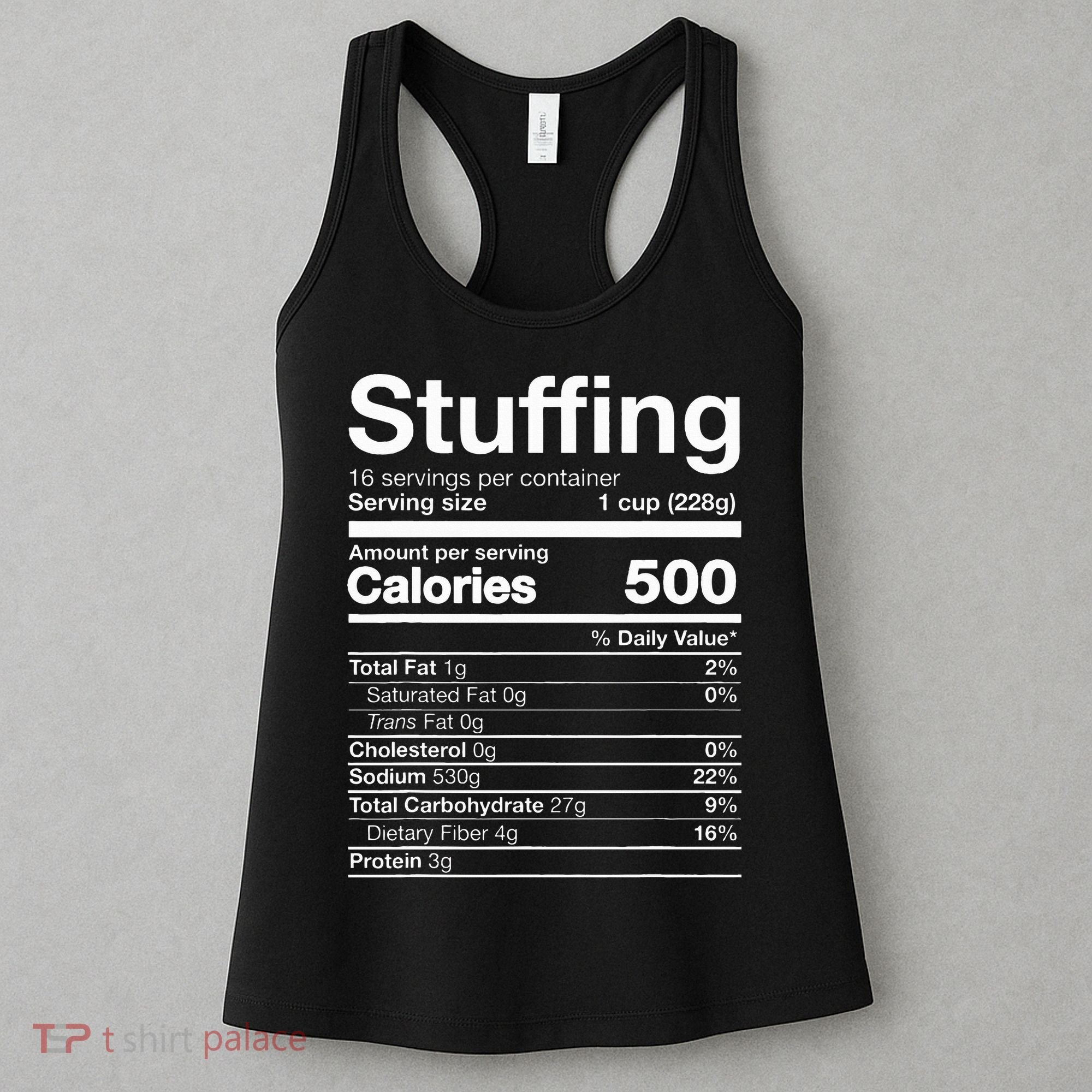 Stuffing Nutrition Funny Thanksgiving Costume Dark Women's Tank Top