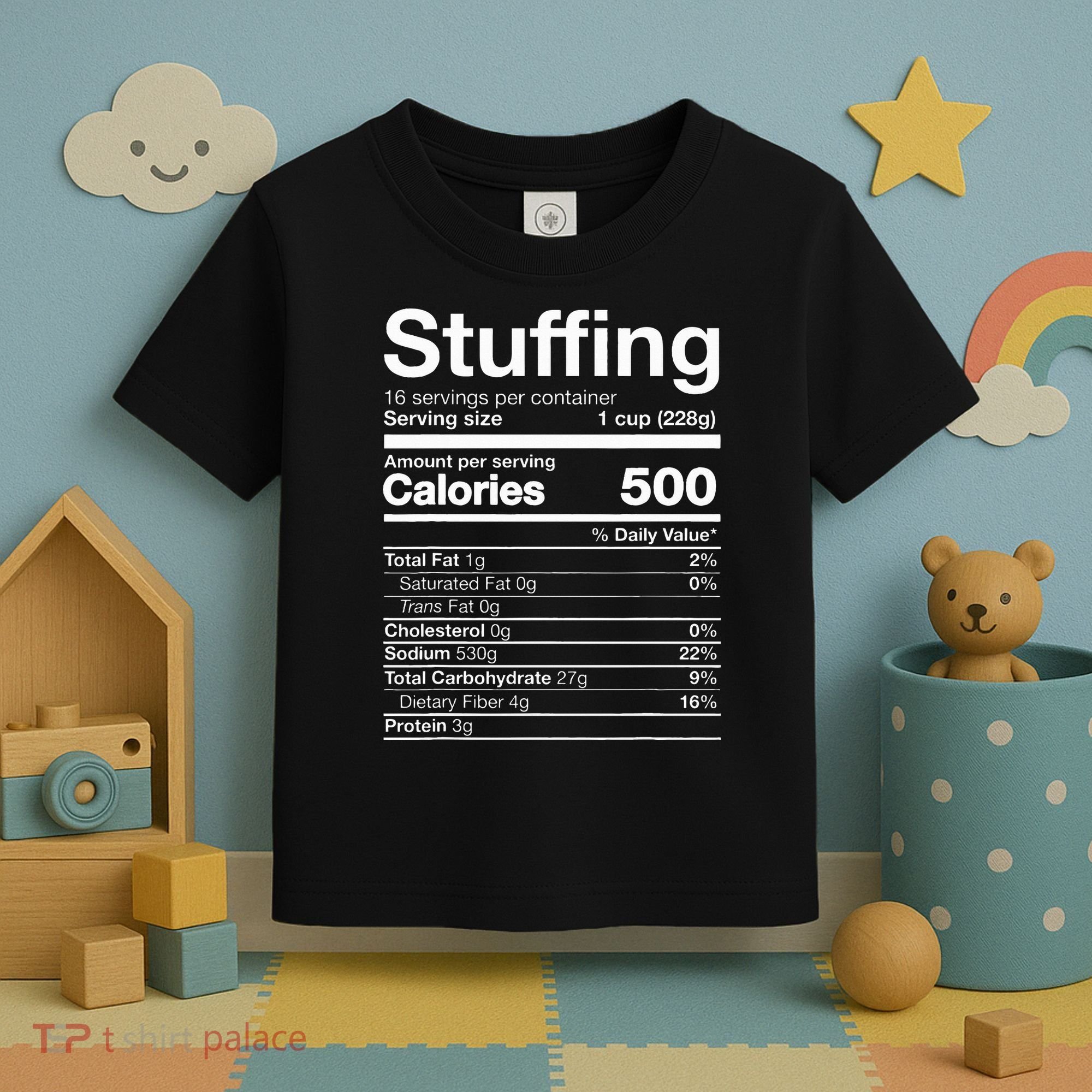 Stuffing Nutrition Funny Thanksgiving Costume Dark Toddler T-Shirt