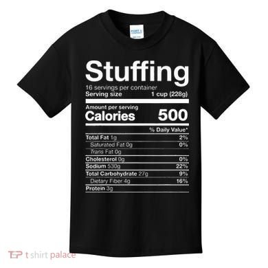 Stuffing Nutrition Funny Thanksgiving Costume Dark Kids T-Shirt