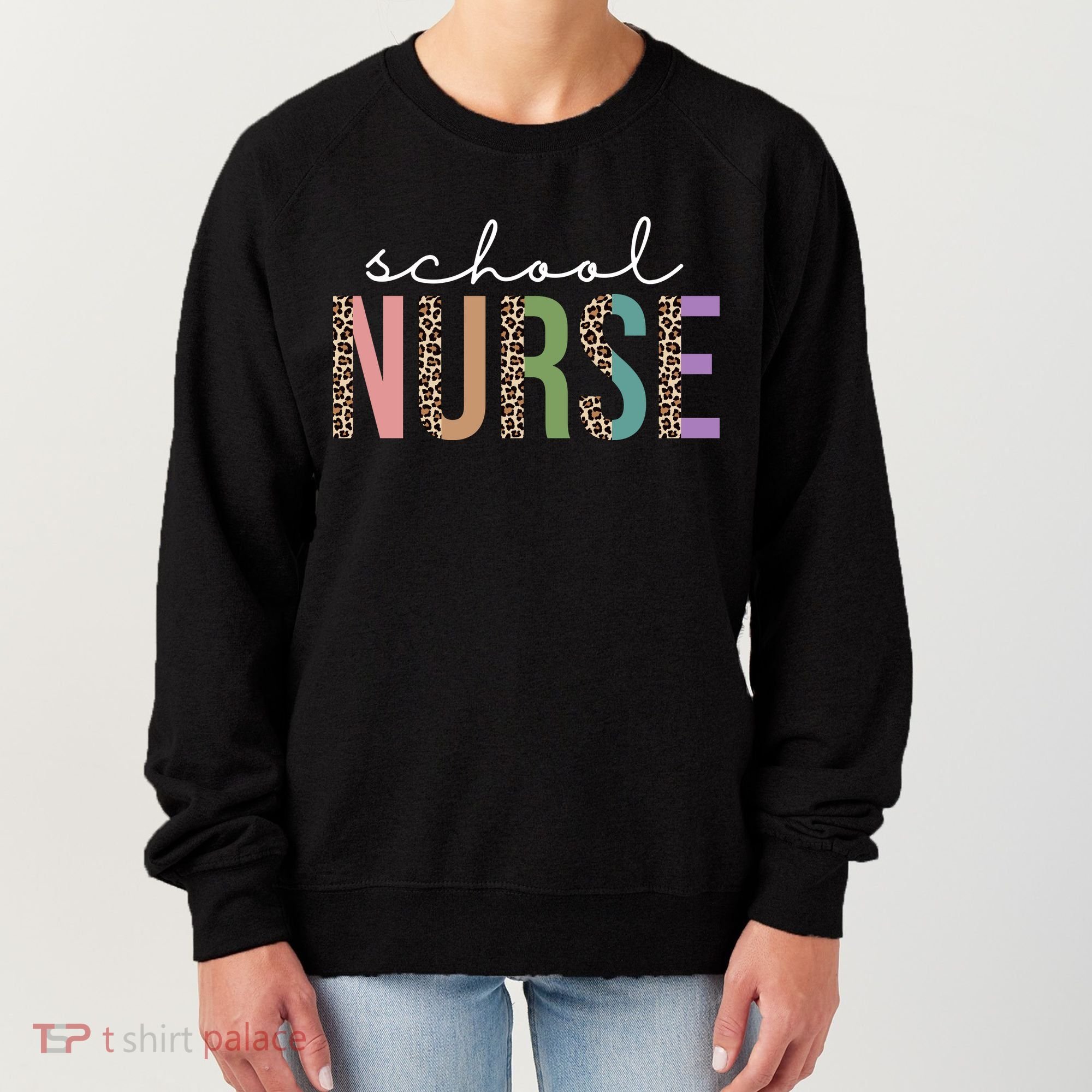 School Nurse Fancy Leopard Logo Women's Sweatshirt