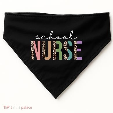 School Nurse Fancy Leopard Logo USA-Made Doggie Bandana