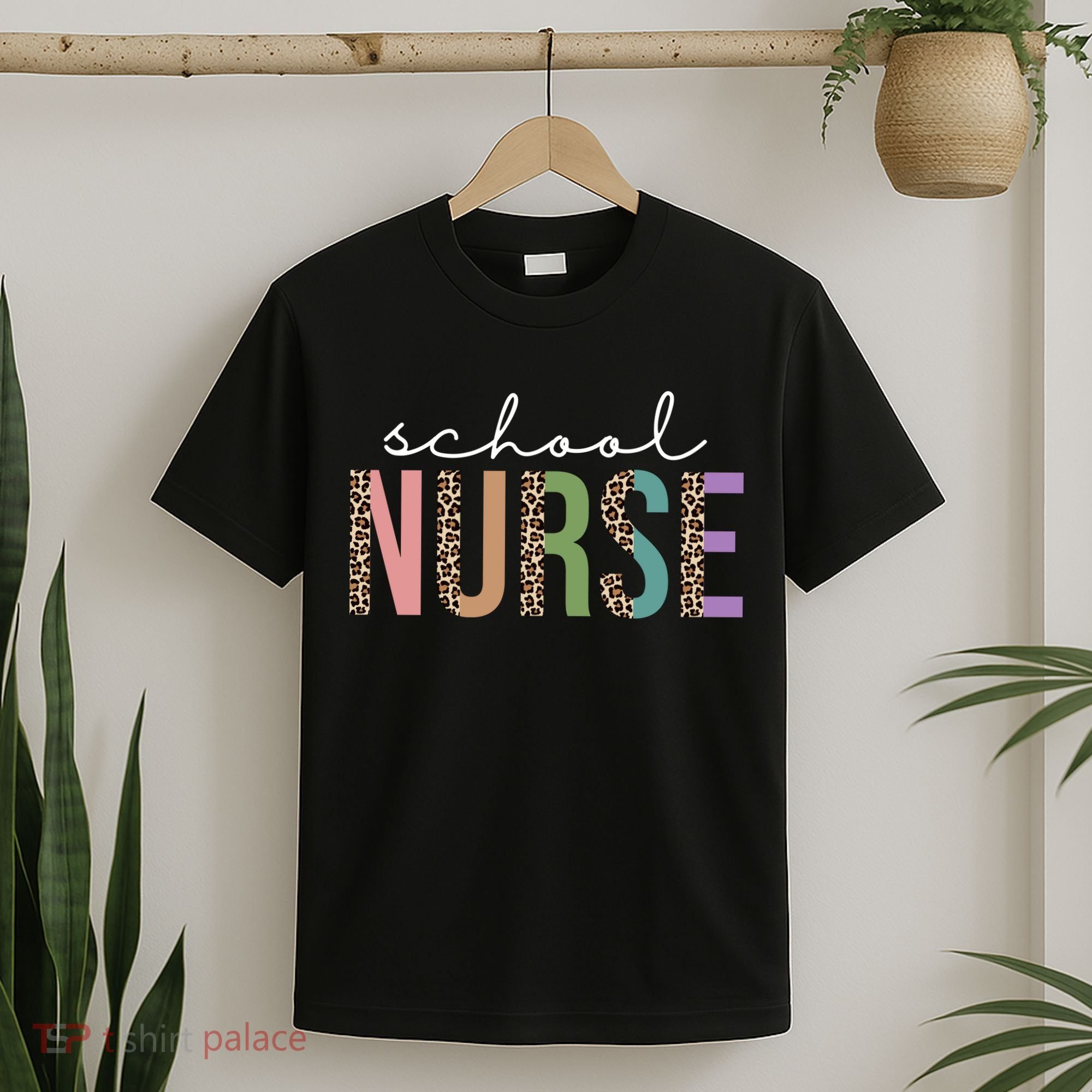 School Nurse Fancy Leopard Logo T-Shirt