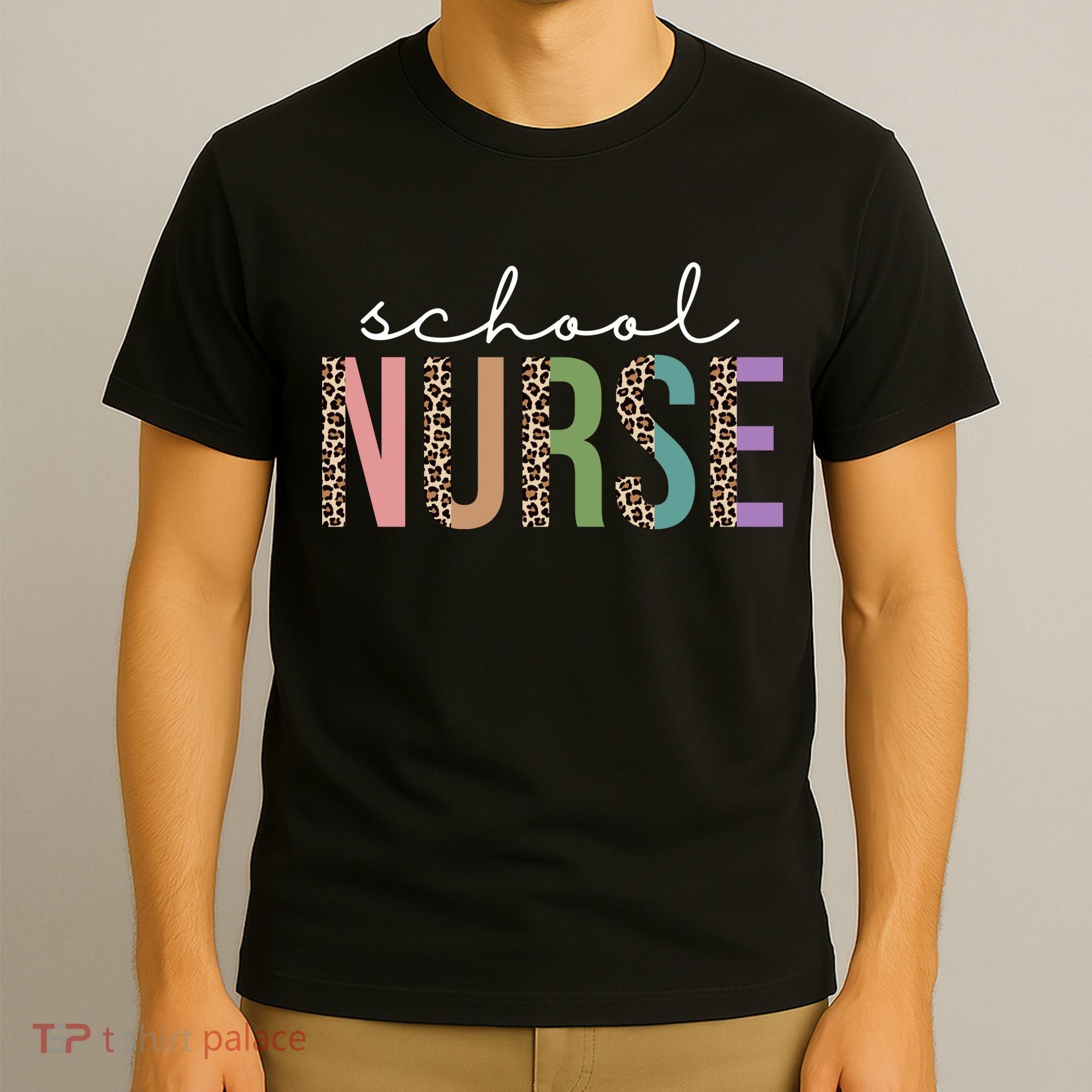 School Nurse Fancy Leopard Logo T-Shirt
