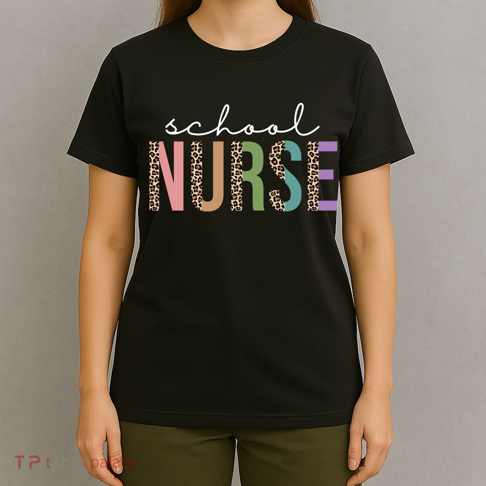 School Nurse Fancy Leopard Logo T-Shirt