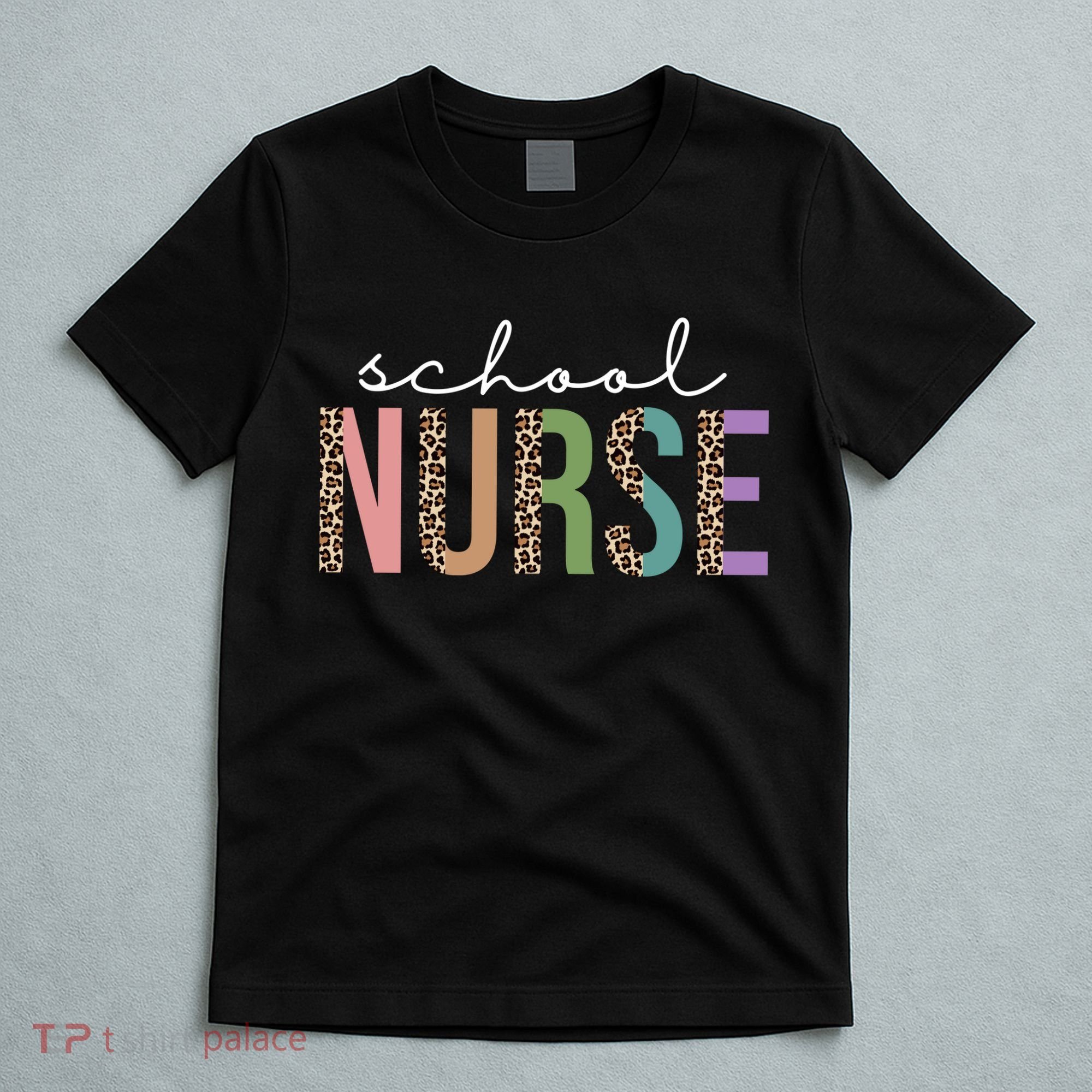 School Nurse Fancy Leopard Logo T-Shirt