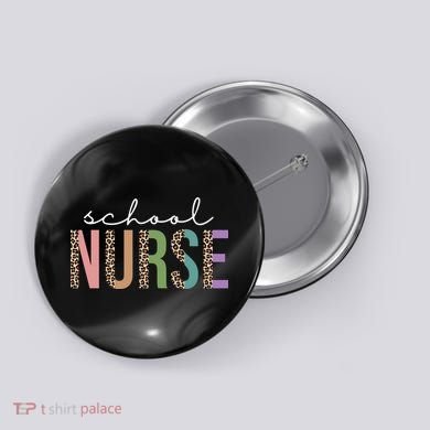 School Nurse Fancy Leopard Logo Button