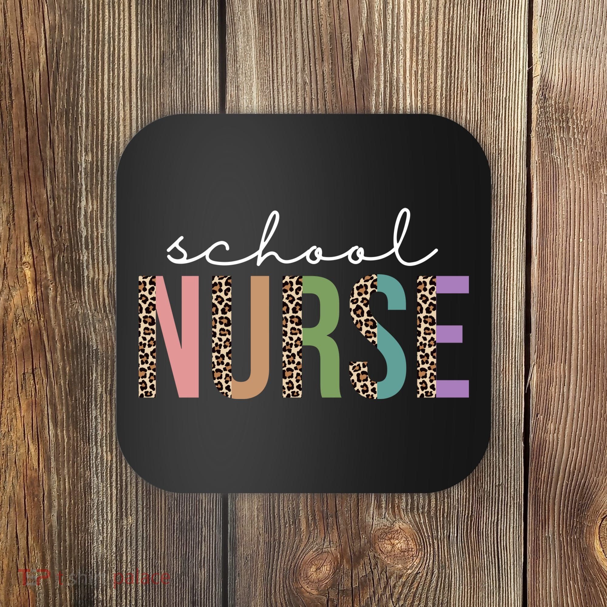 School Nurse Fancy Leopard Logo Coaster