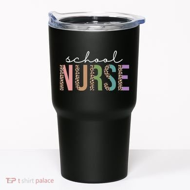 School Nurse Fancy Leopard Logo Tumbler