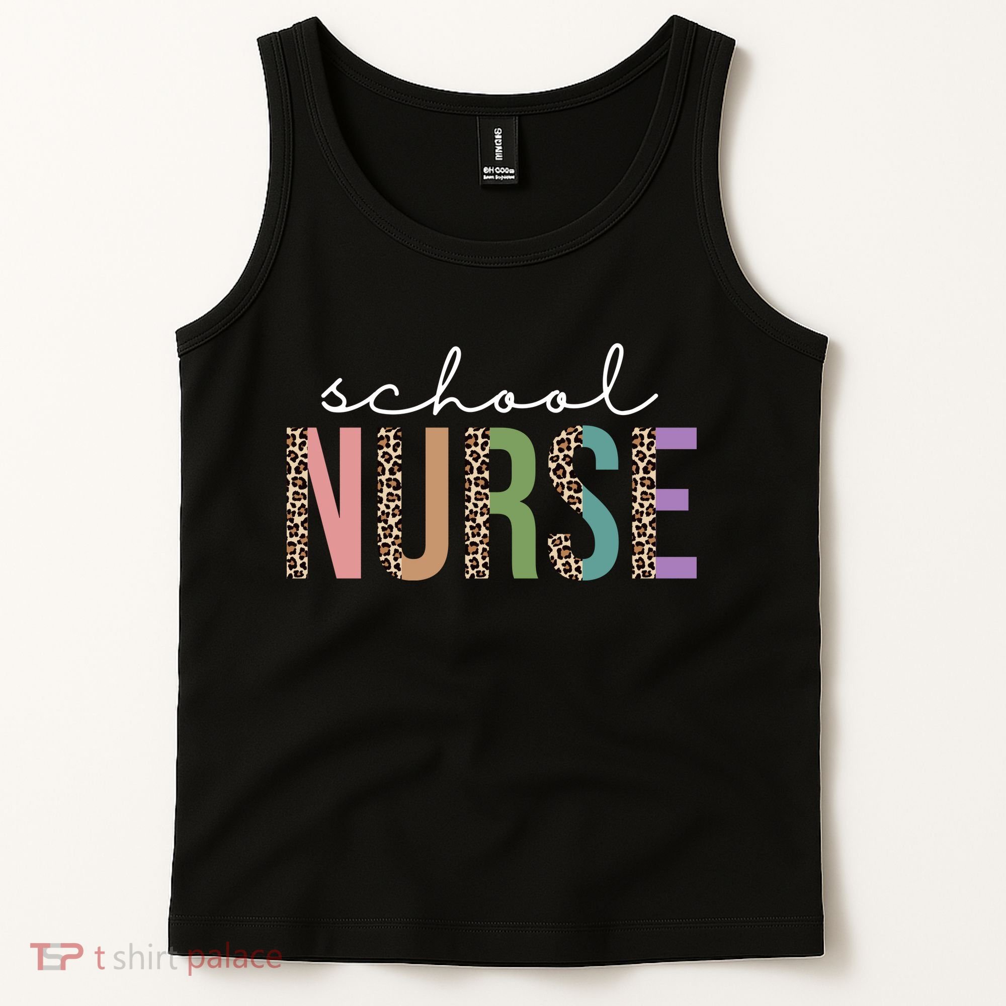 School Nurse Fancy Leopard Logo Tank Top